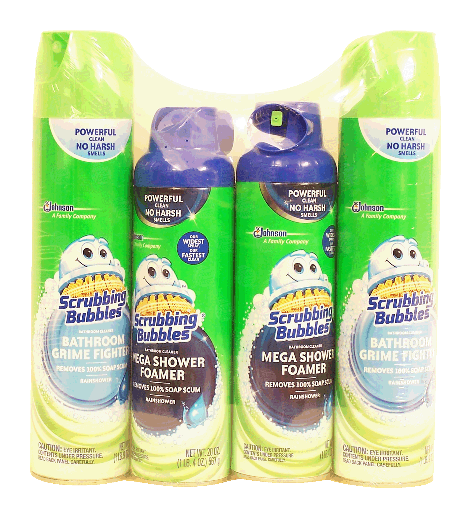 Scrubbing Bubbles  2 bathroom grime fighter, removes soap scum, 25-oz; 2 mega shower foamer bathroom cleaner 20-oz. Full-Size Picture